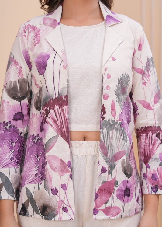 Pure Jaipur cotton coord set with blouse in floral print