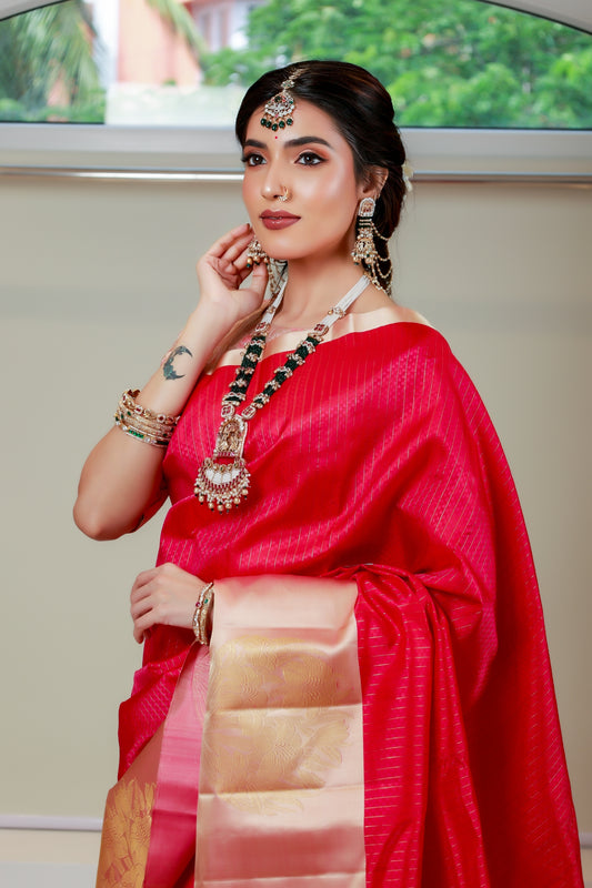 Raspberry pink Kanchivaram Saree