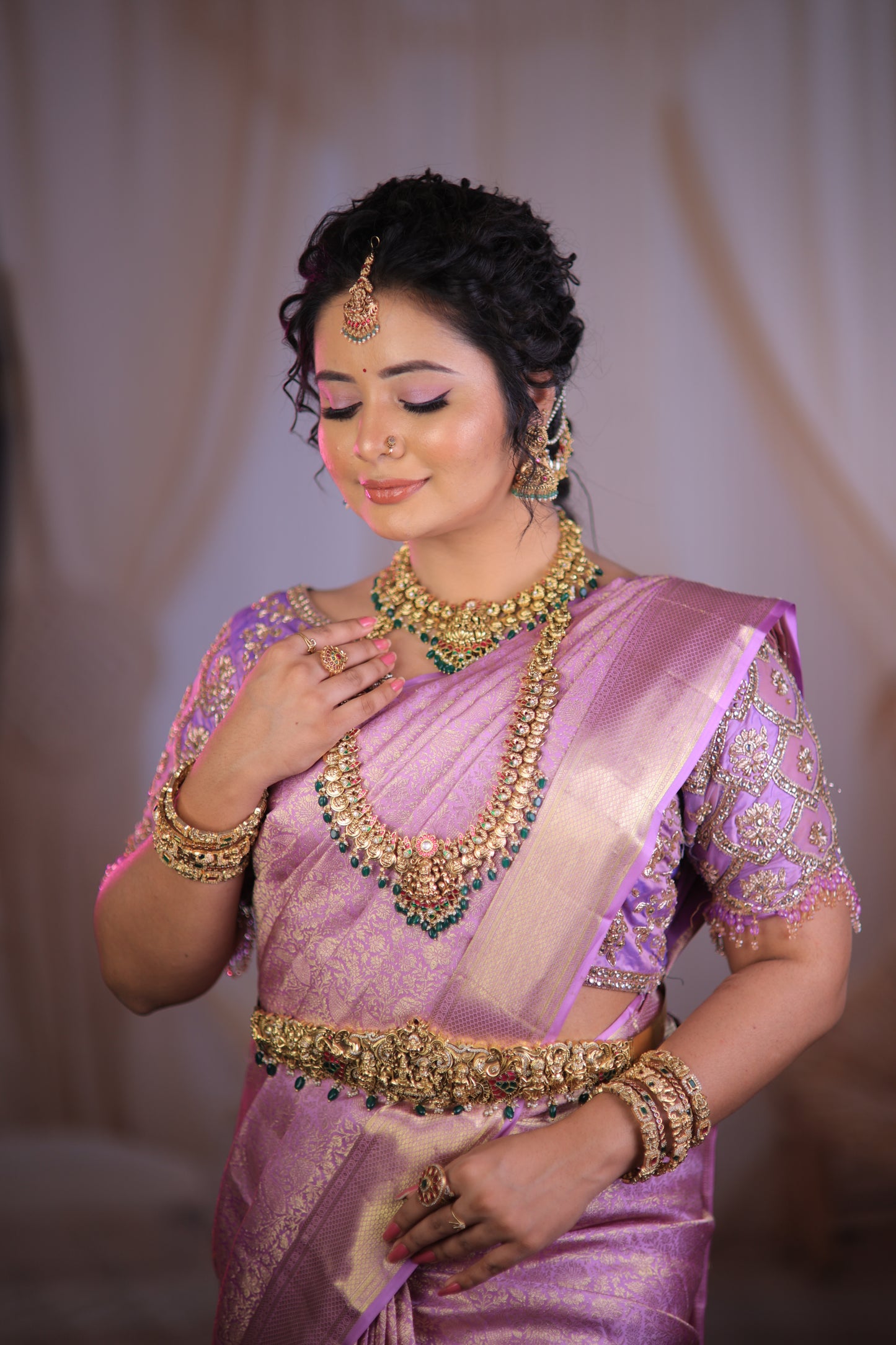 Exquisite lavender Kanchivaram silk saree