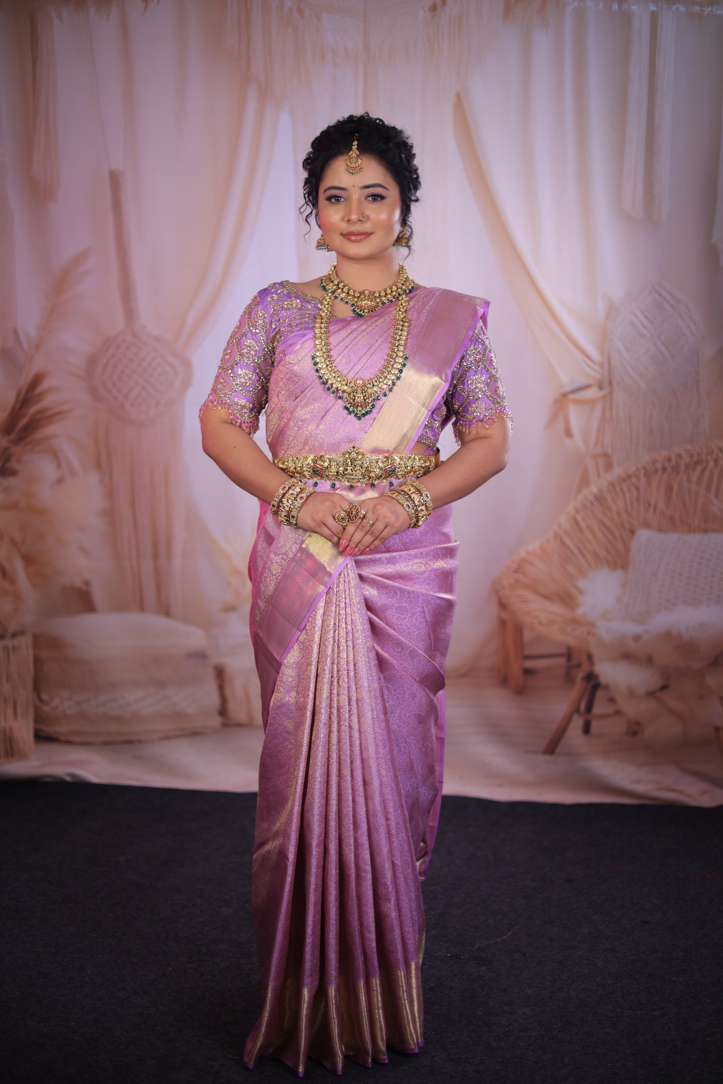 Exquisite lavender Kanchivaram silk saree