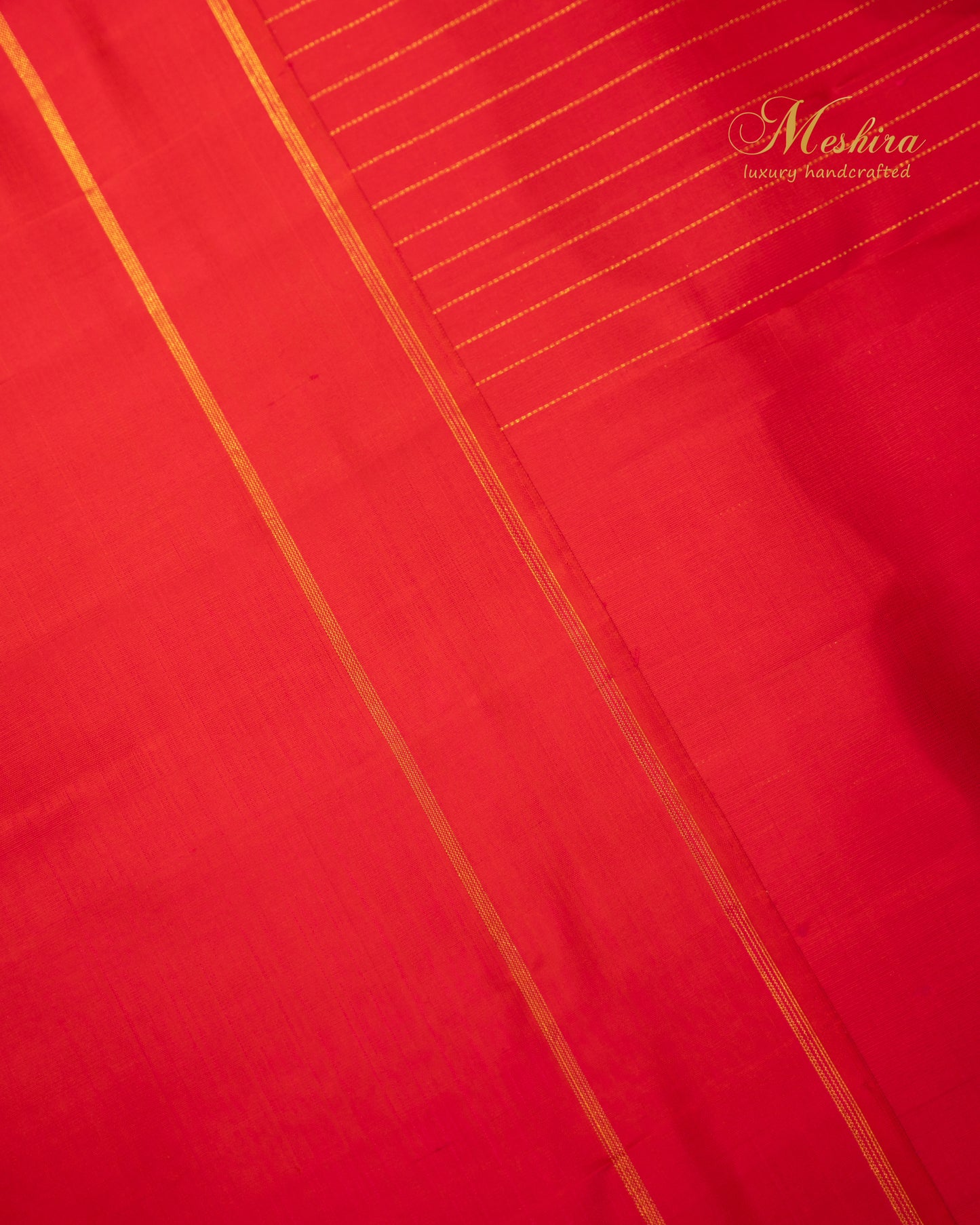 Vermilion Elegance in Kanchivaram Silk with Gold and Zari Accents