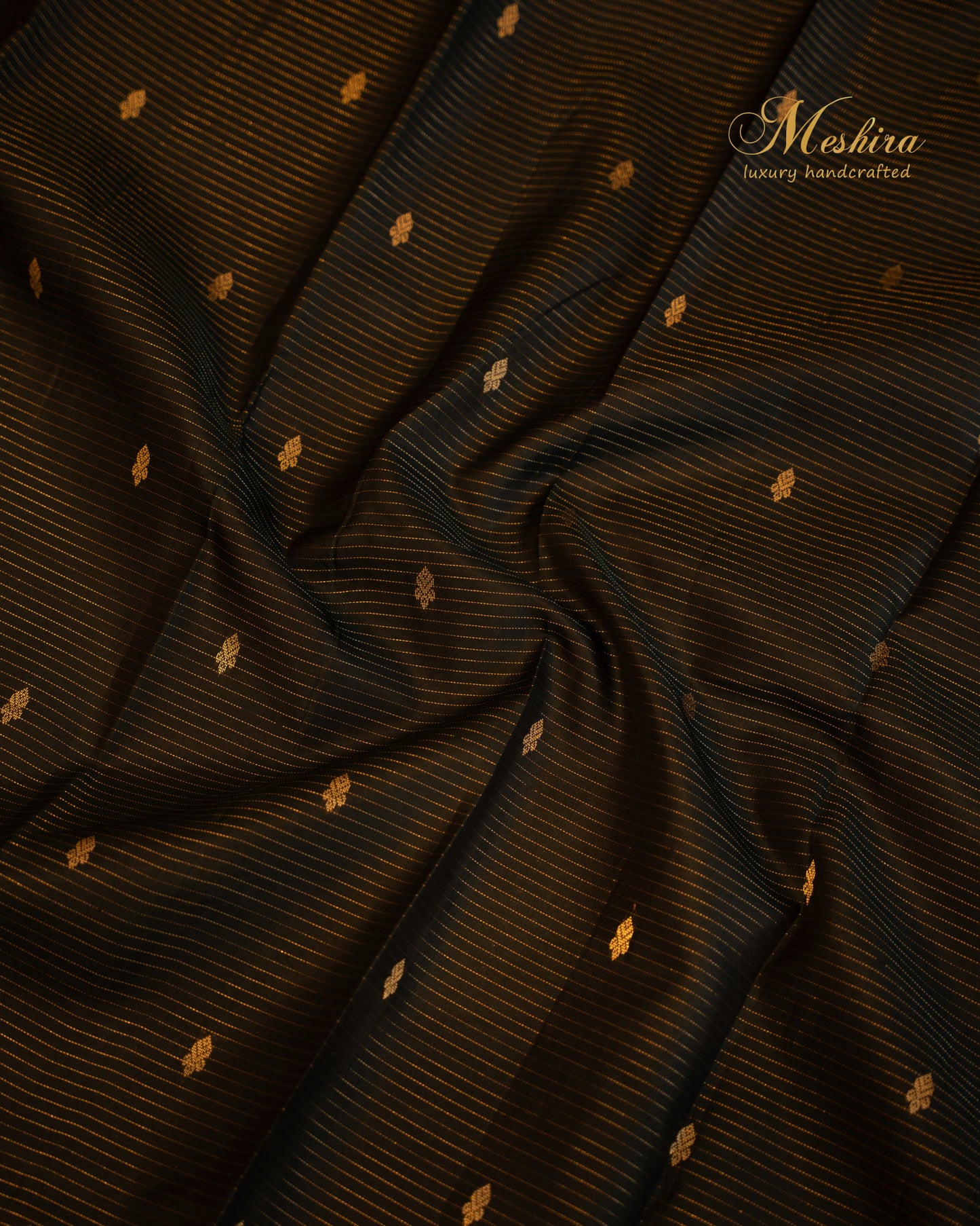 Noir Elegance in Kanchivaram silk saree with Turquoise Zari Brilliance