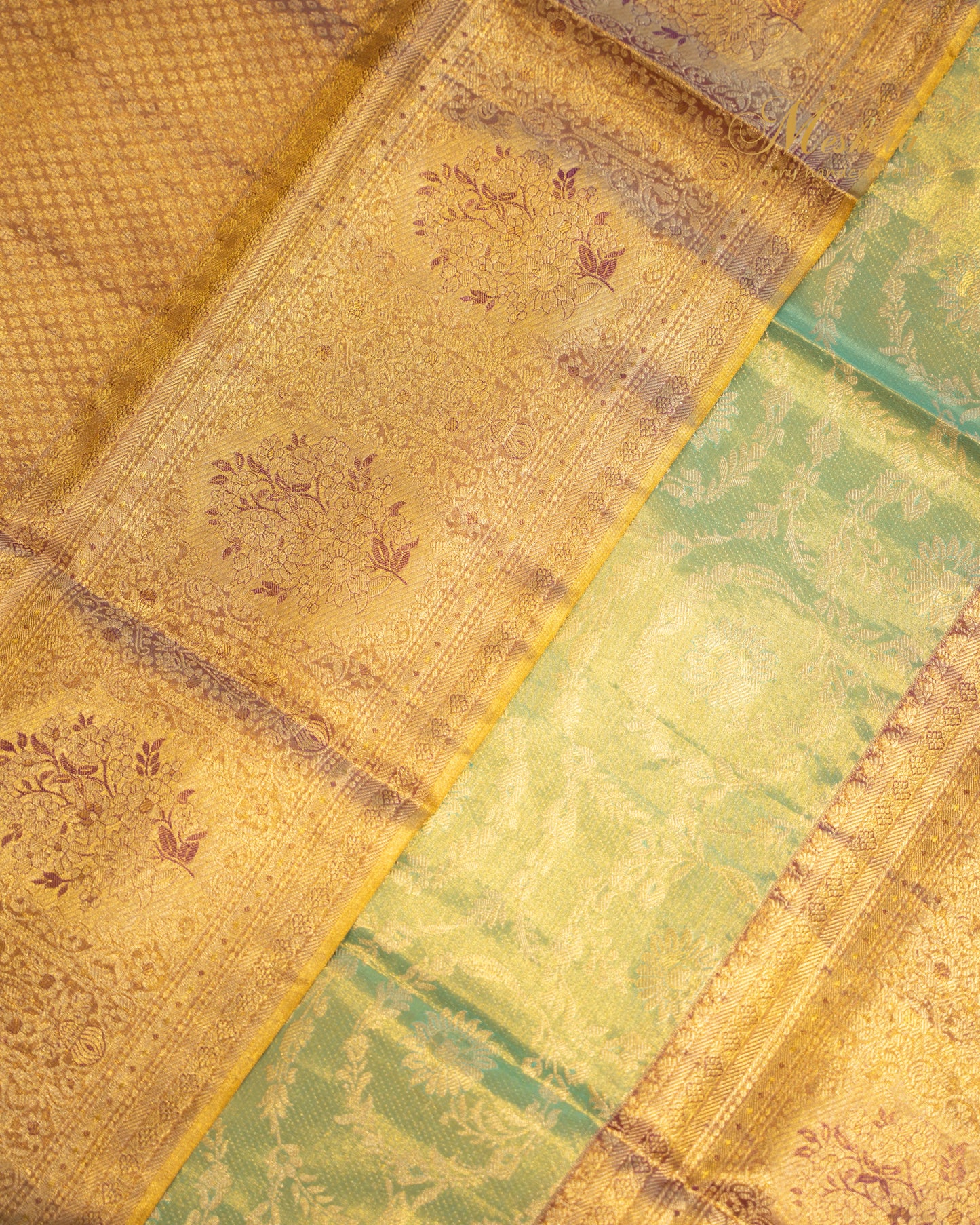 Heritage Green Kanchivaram Silk Saree Adorned with Antique Gold Zari