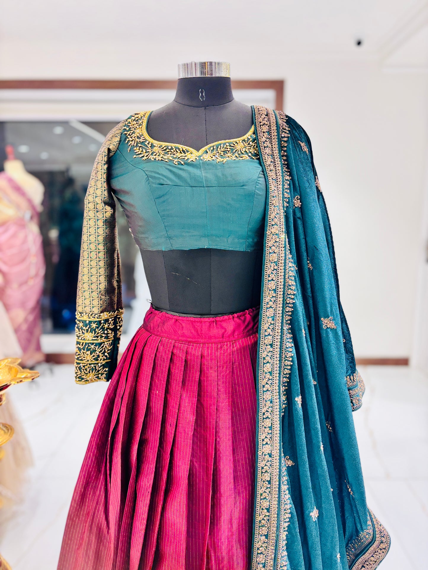 Customized regal Kanchivaram silk lehenga