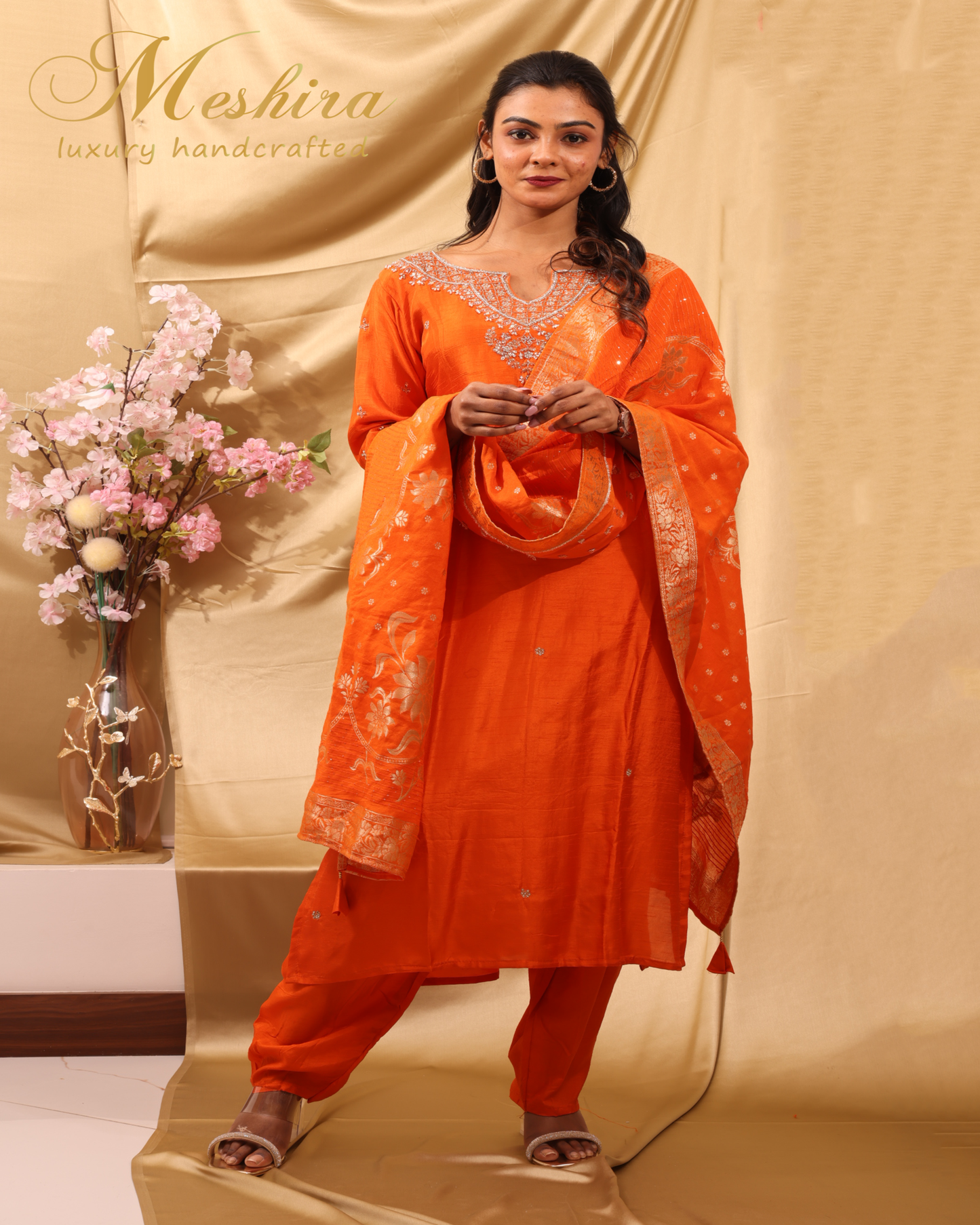 Tangerine Glow Handcrafted Suit Set