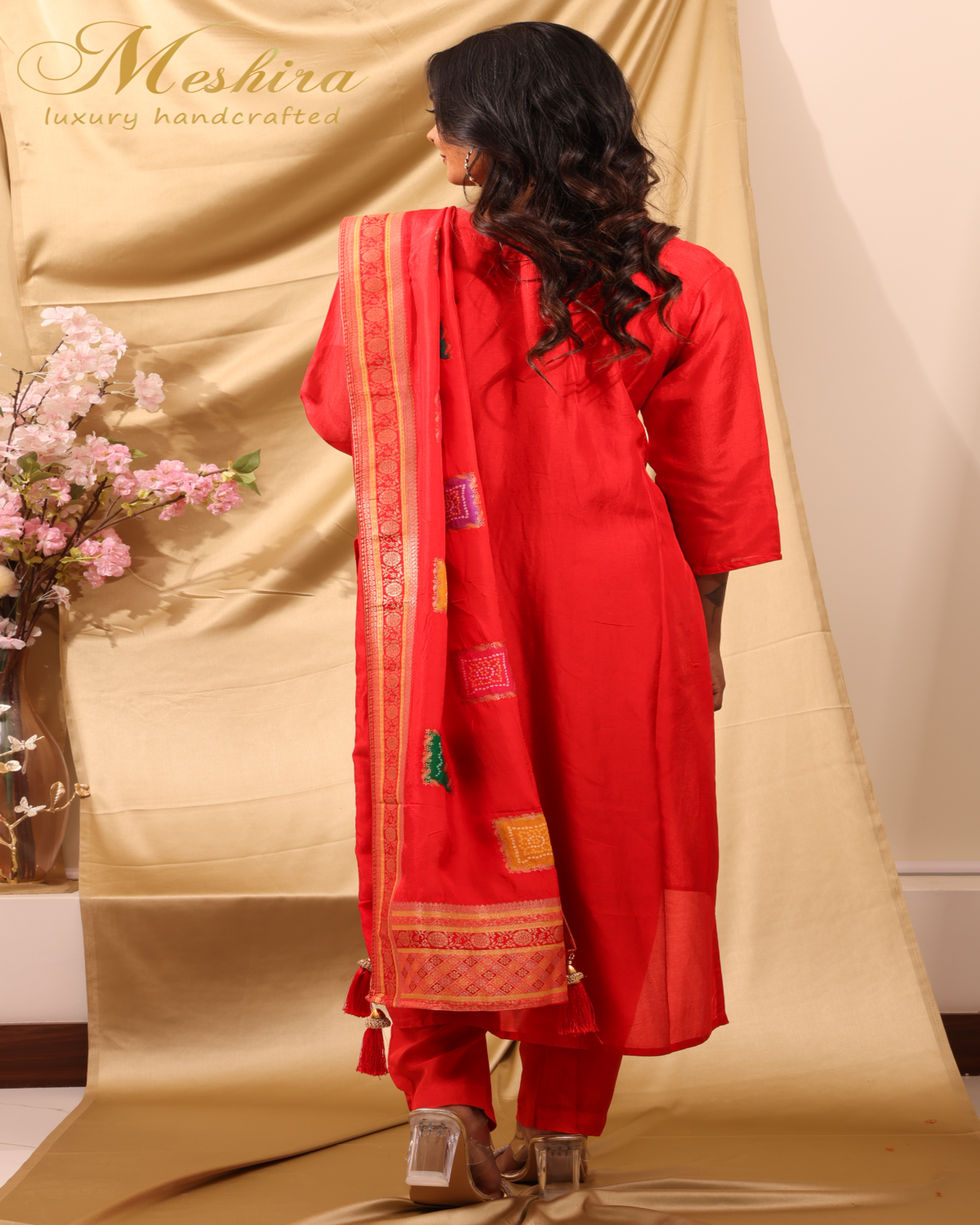 Bandhej-Inspired Red Suit Set