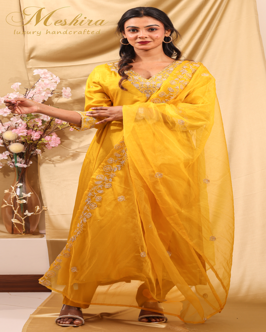 Sunshine Bloom Embroidered Suit Set