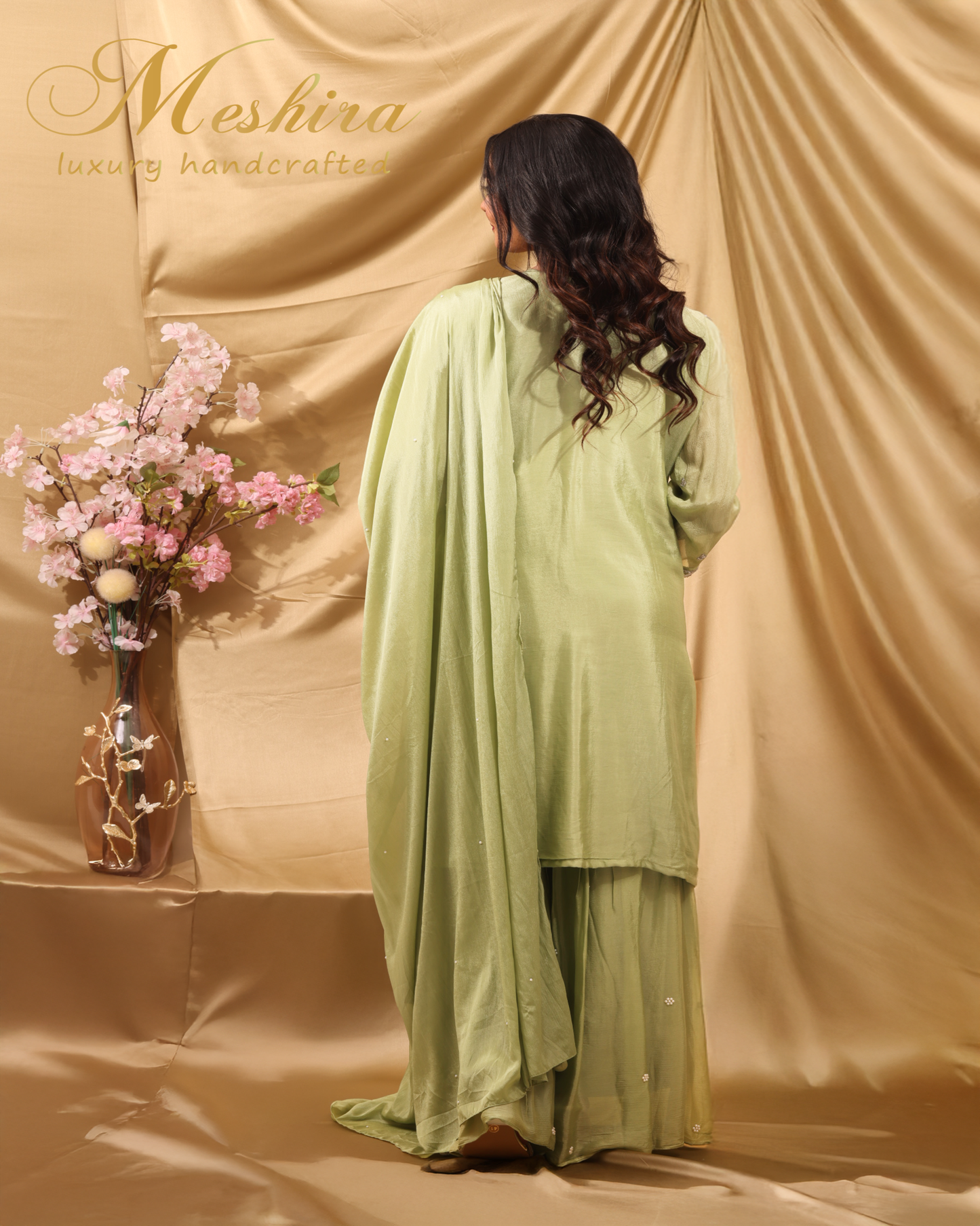 Handcrafted Sage Green Embroidered Outfit