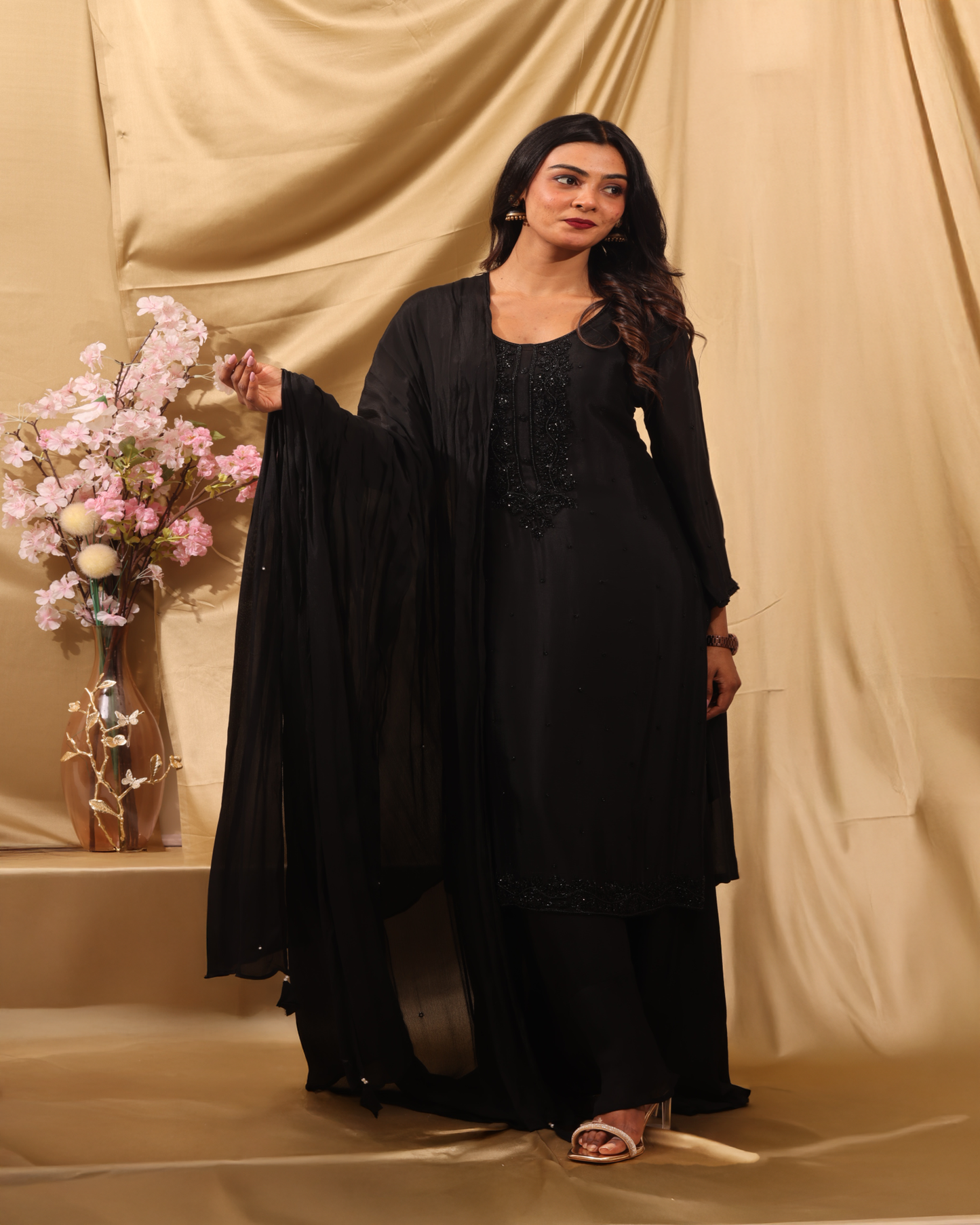 Alluring Black Handcrafted Sharara