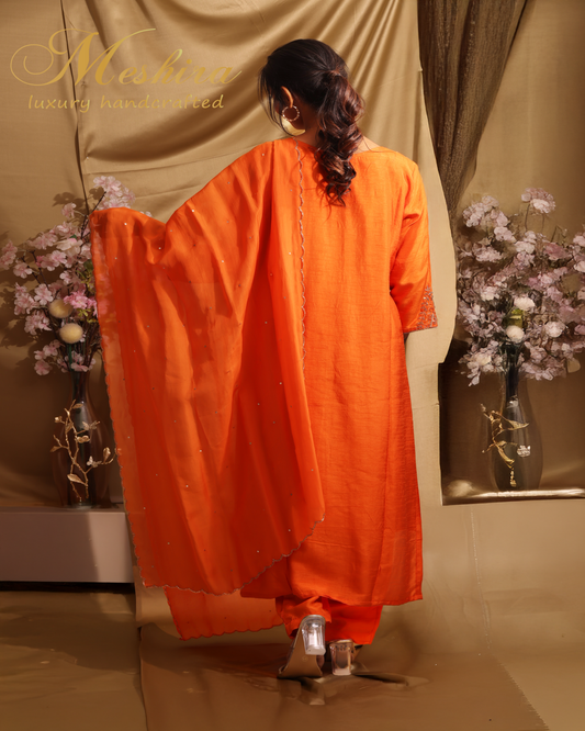 Handcrafted Bright Orange Festive Wear