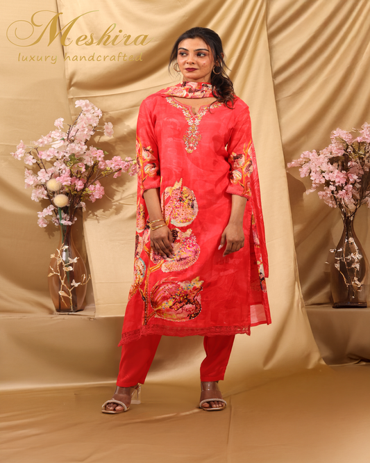 Vivid Vermillion Kurta Set