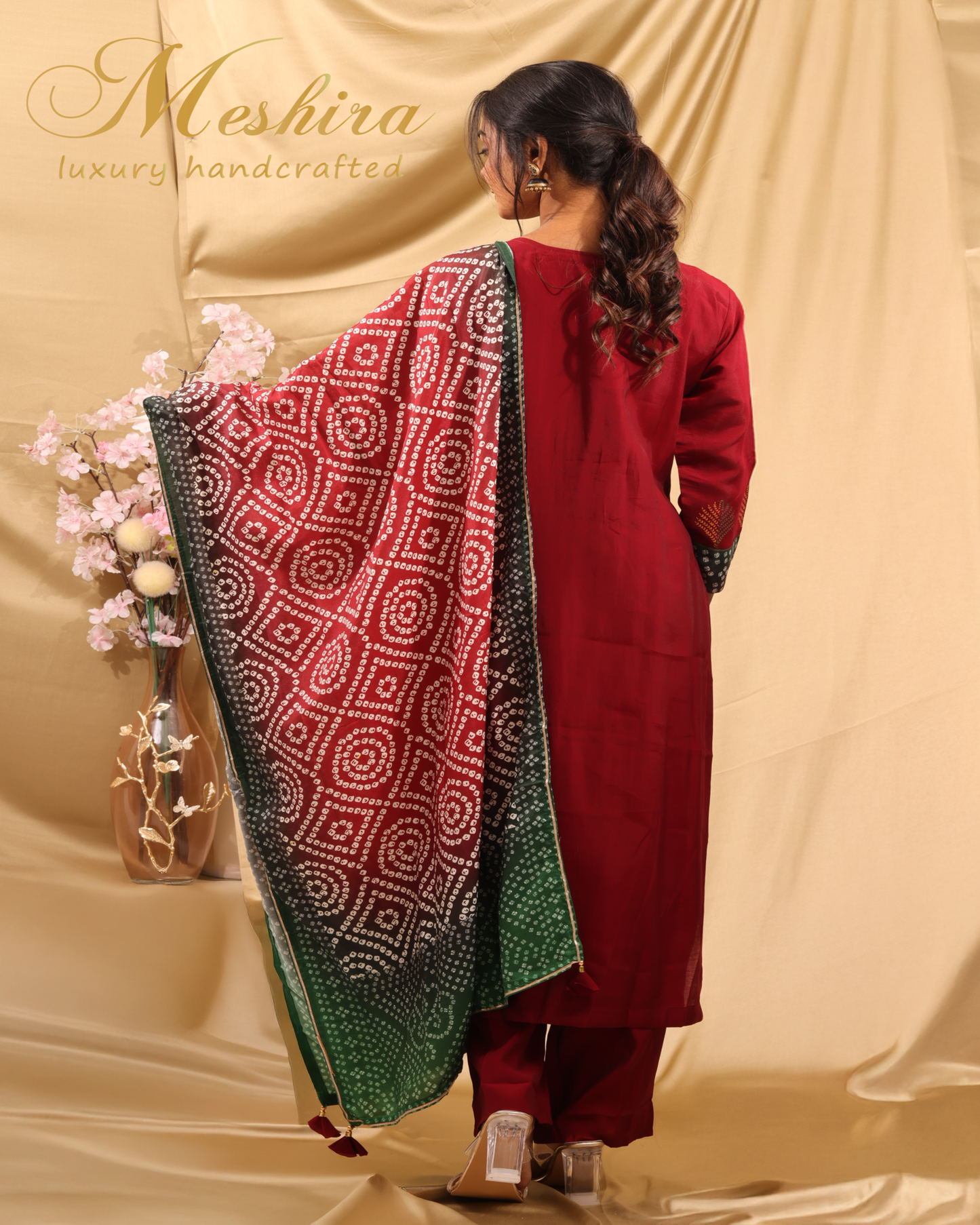 Elegant Maroon Suit with Bandhani Dupatta