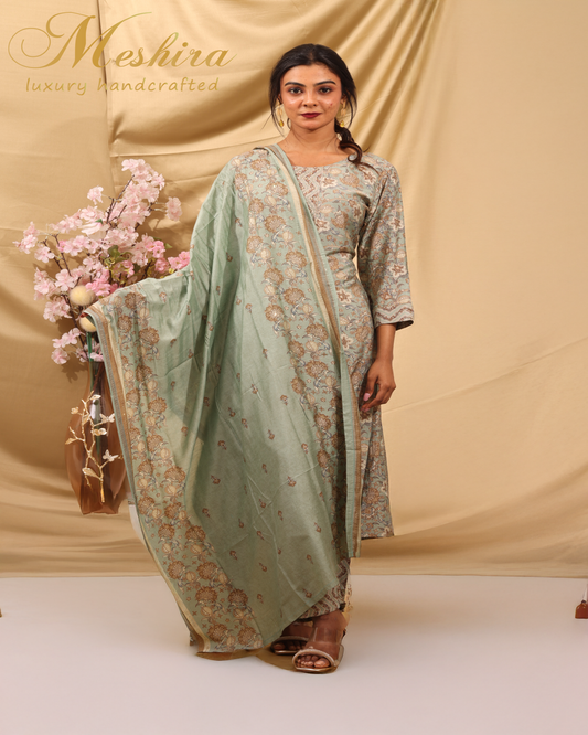 Sage Green Floral Printed Kurta Set