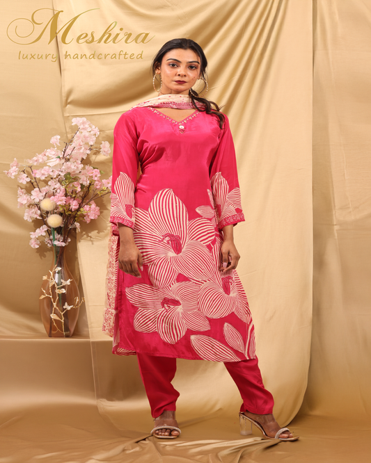 Fuchsia Floral Kurta Set
