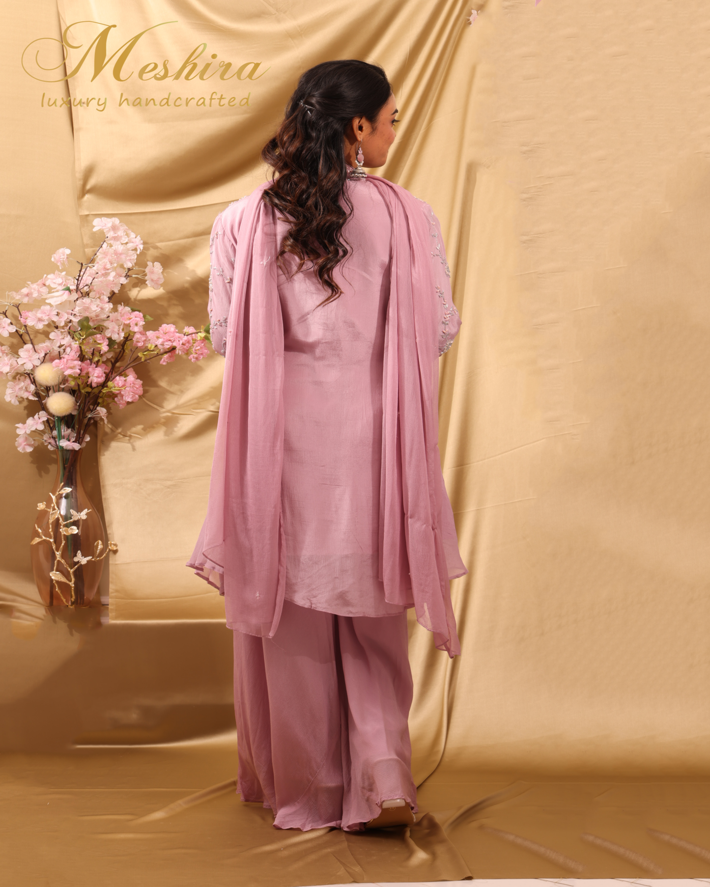 Dusky Rose Embellished Sharara Set