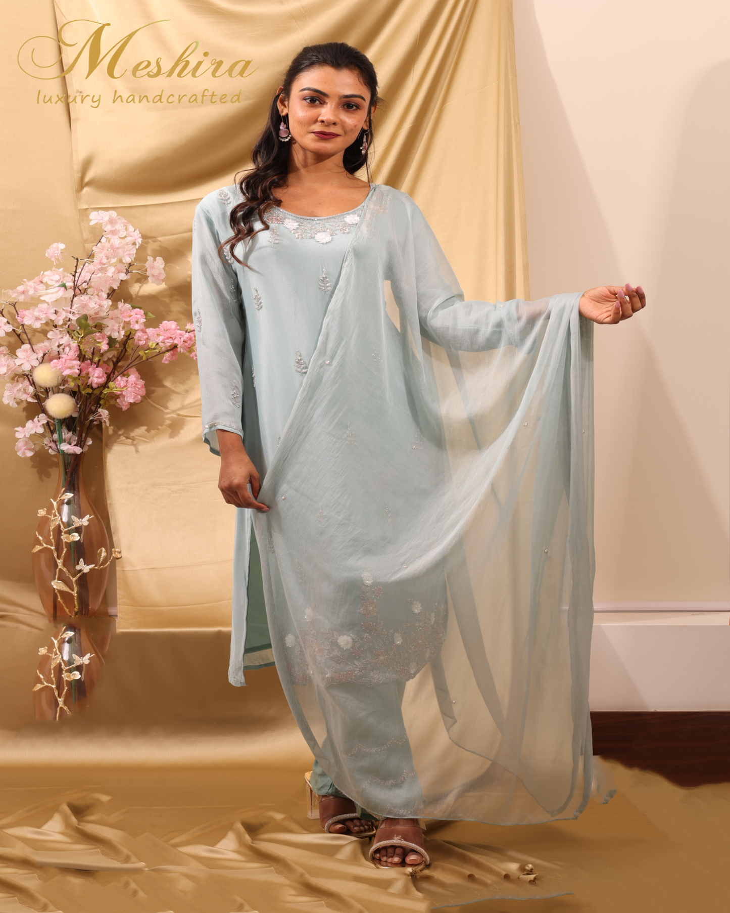 Misty Blue Embroidered Kurta Set