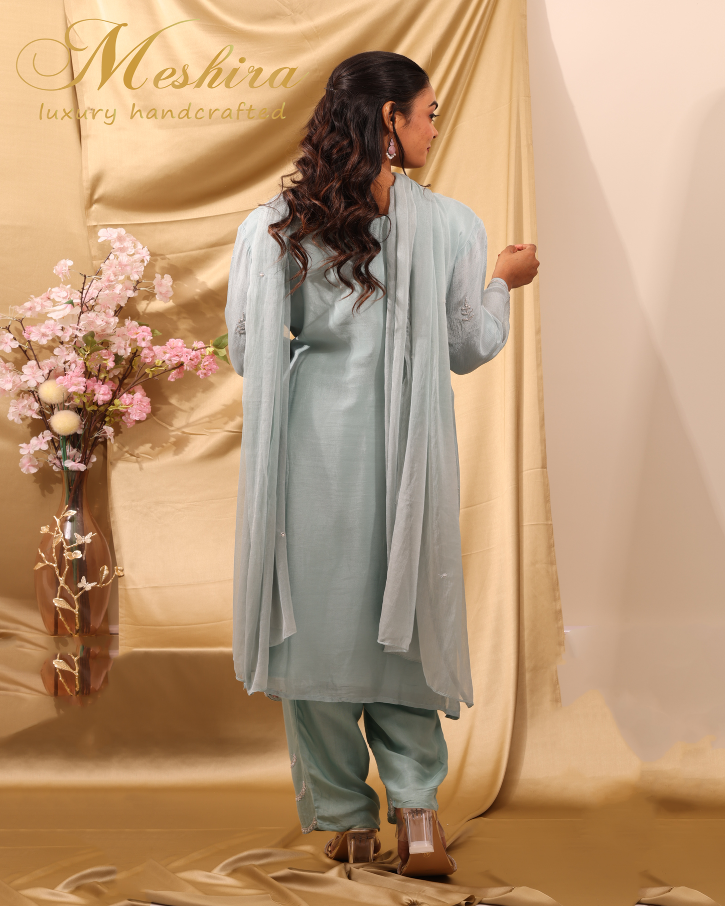 Misty Blue Embroidered Kurta Set