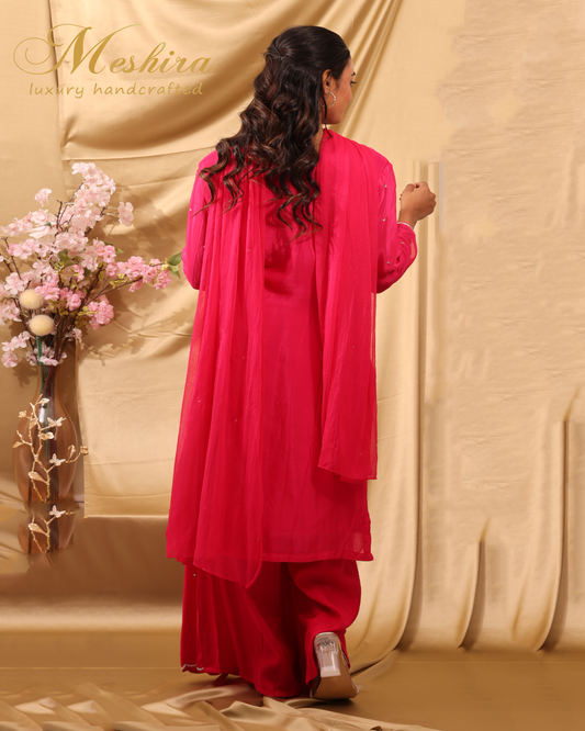 Rani Pink Mirror Embroidered Suit Set