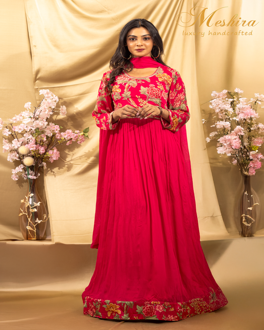 Crimson Grace Floral Anarkali