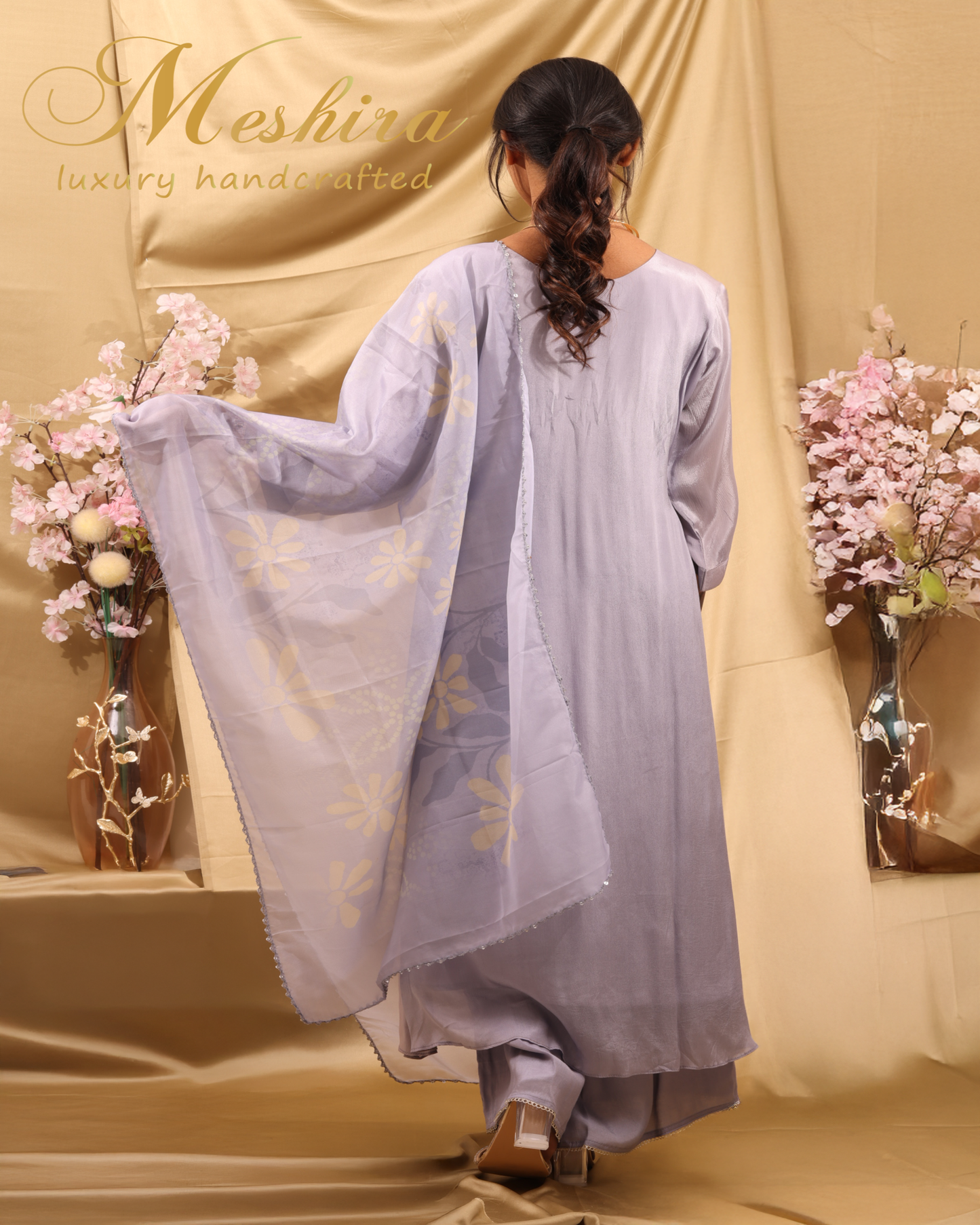 Embroidered Lilac Kurta Set