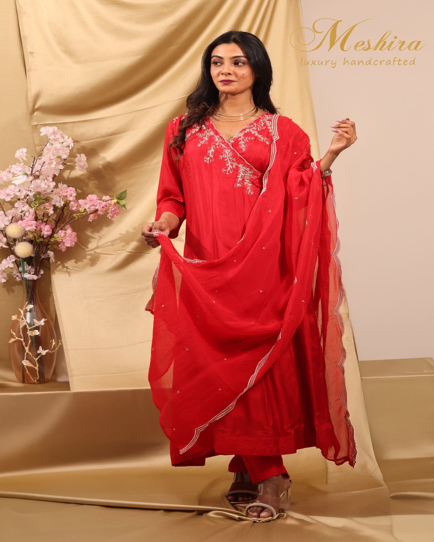 Scarlet Charm with Silver Threads