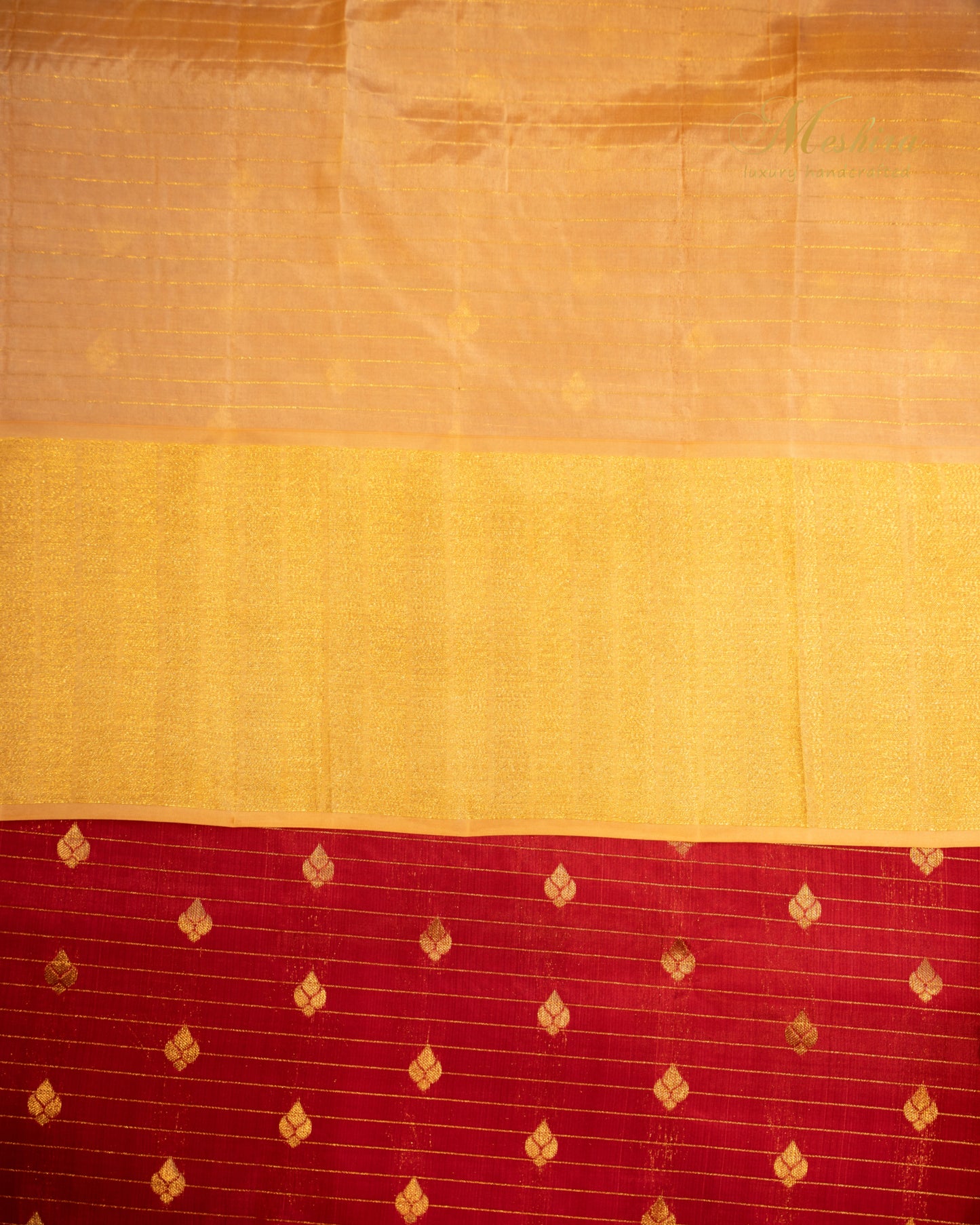 Majestic maroon and Gold Striped Kanchivaram Silk Saree.