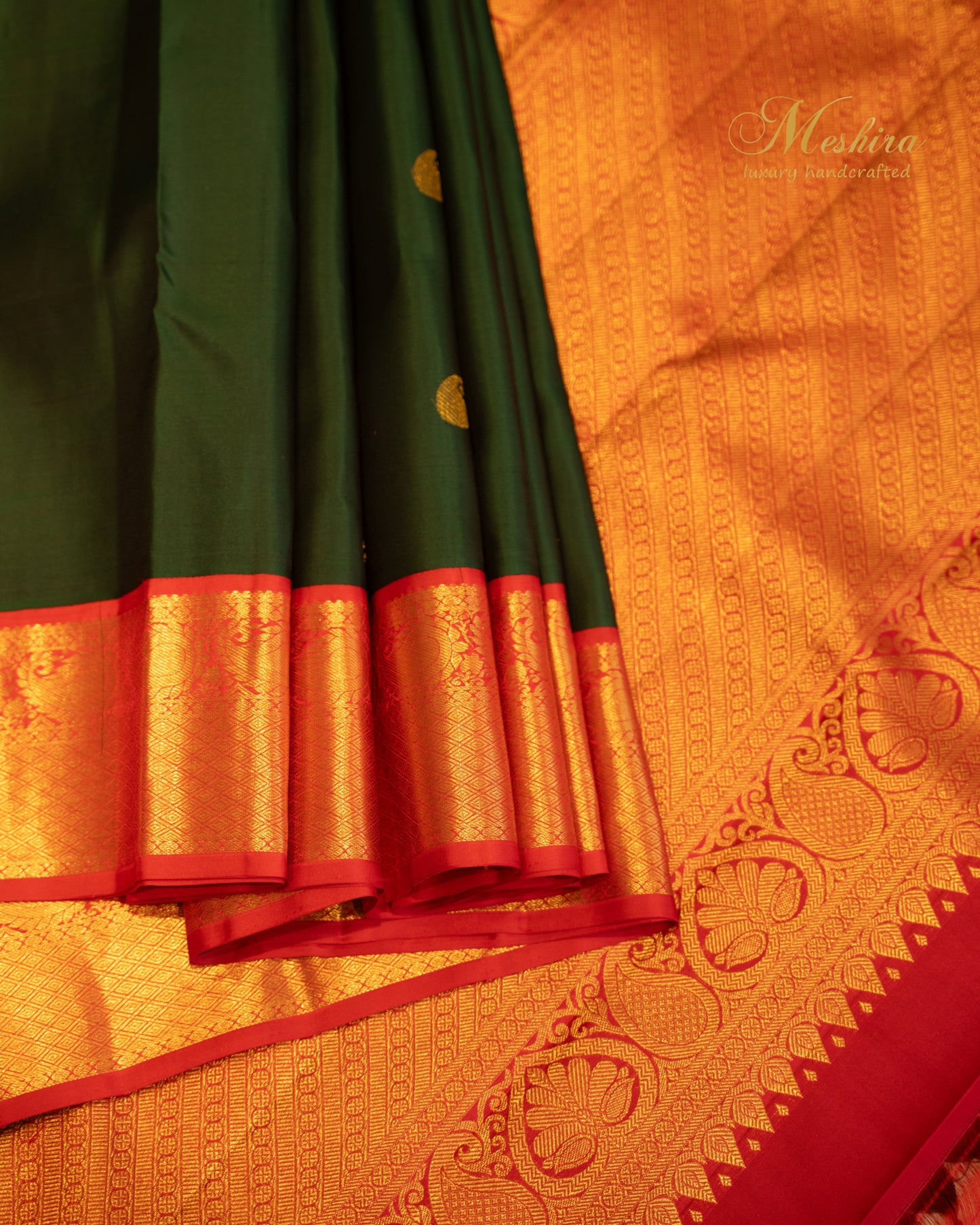 Emerald Green and Maroon Kanchivaram Silk Saree