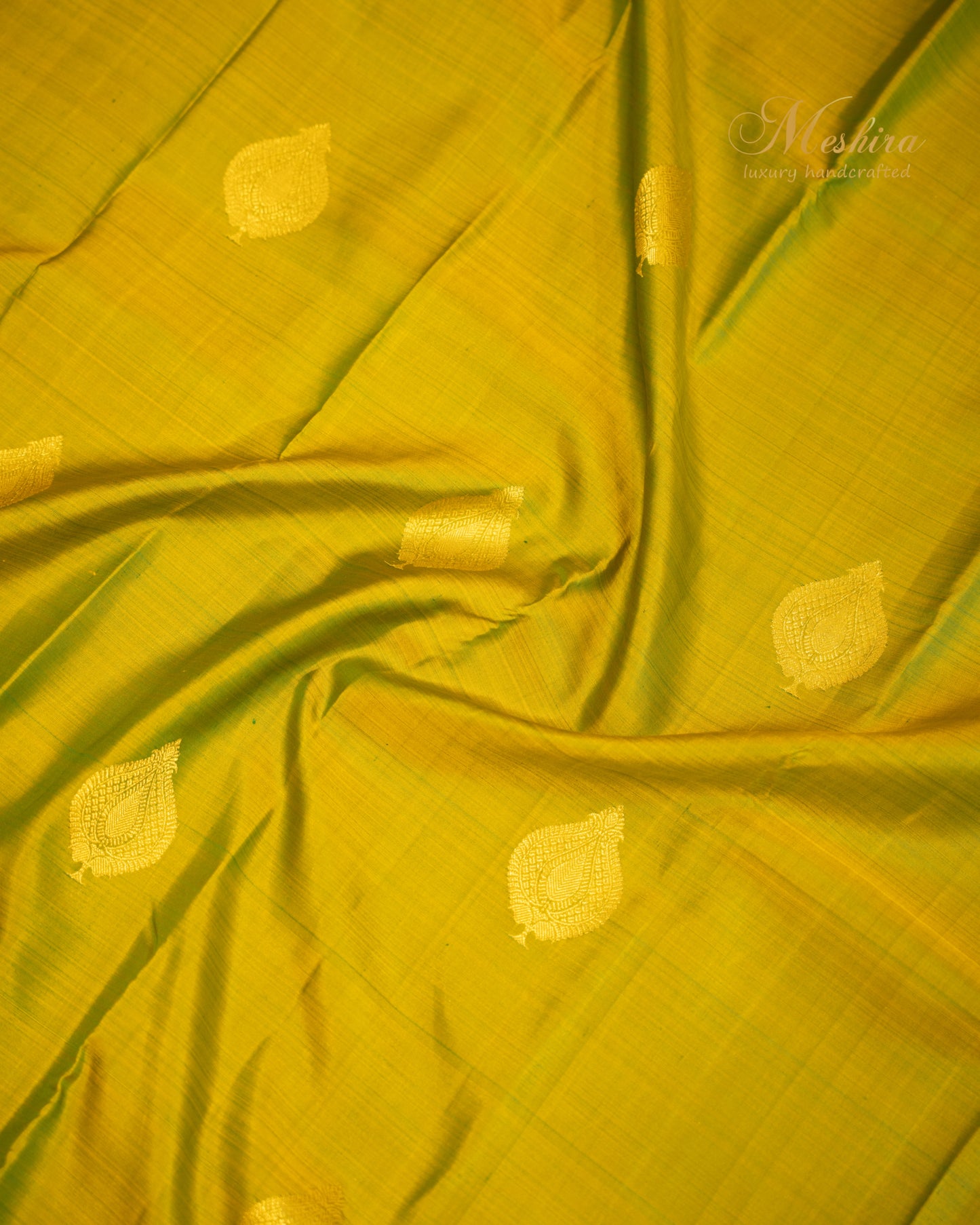Parrot Green & Teal Blue kanchivaram Silk Saree with Gold Zari Weave