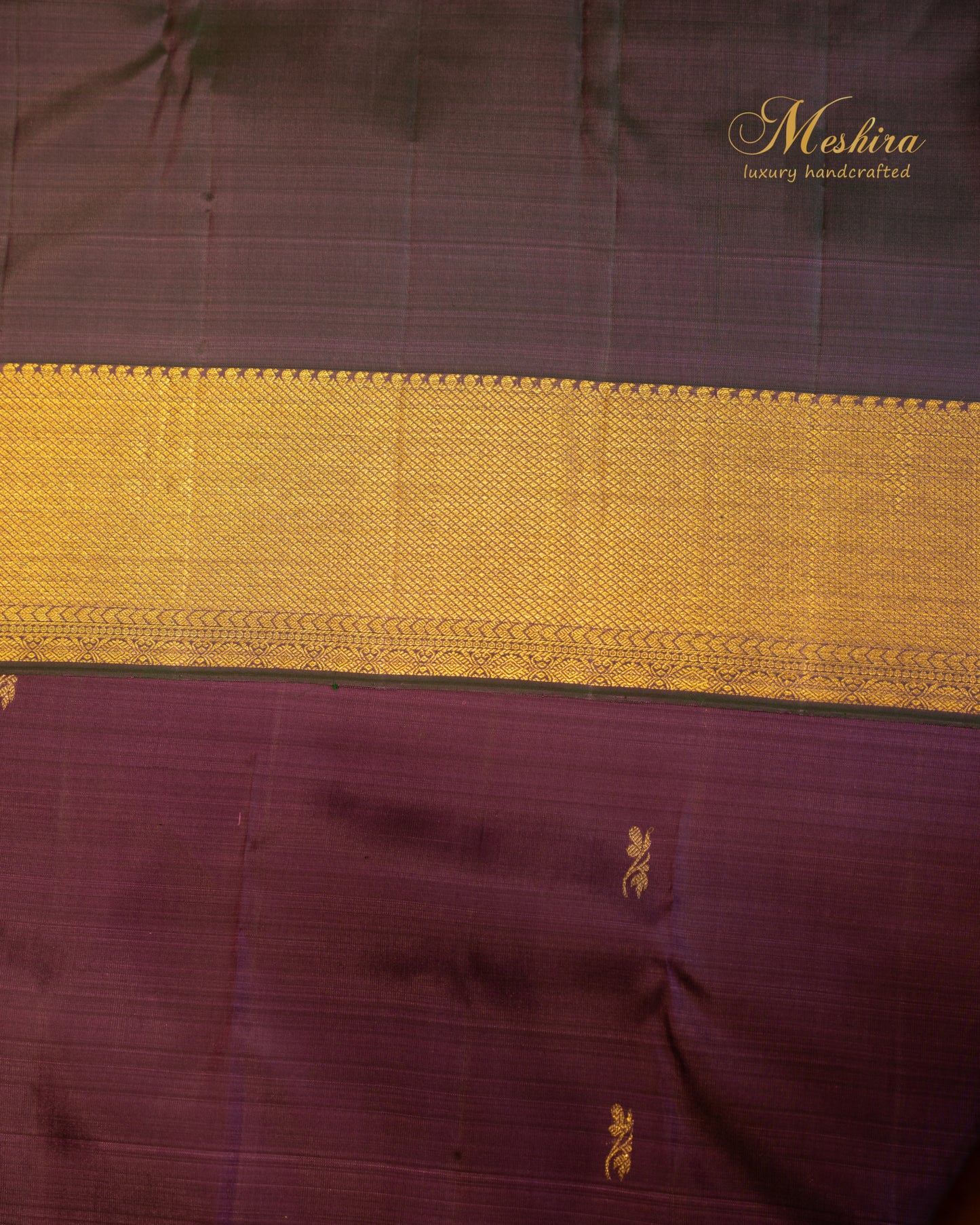 Royal Plum Kanchivaram silk saree in gold border and buttas