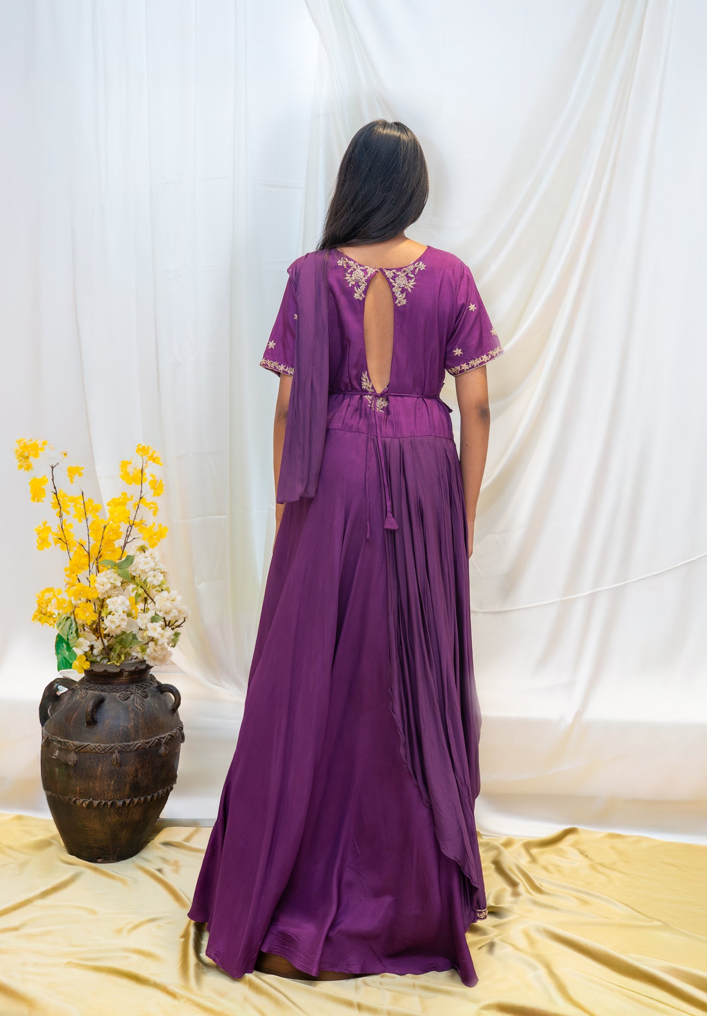 Violet Embroidered Gown