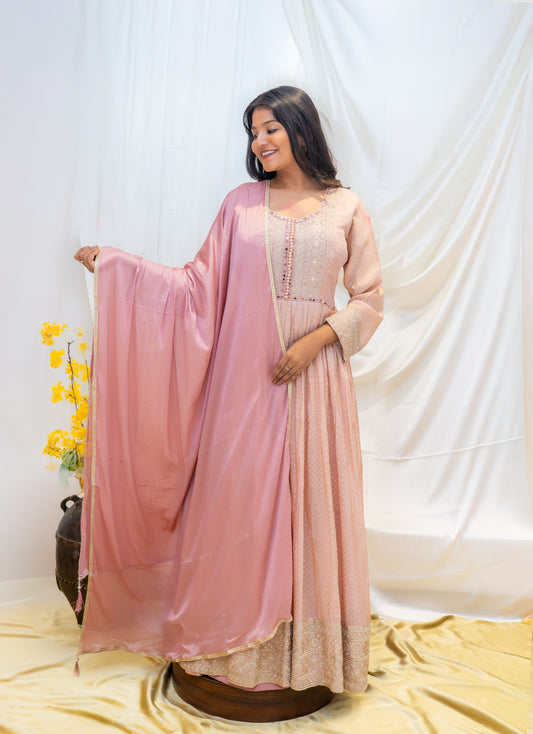 Pale Pink Embroidered Ensemble