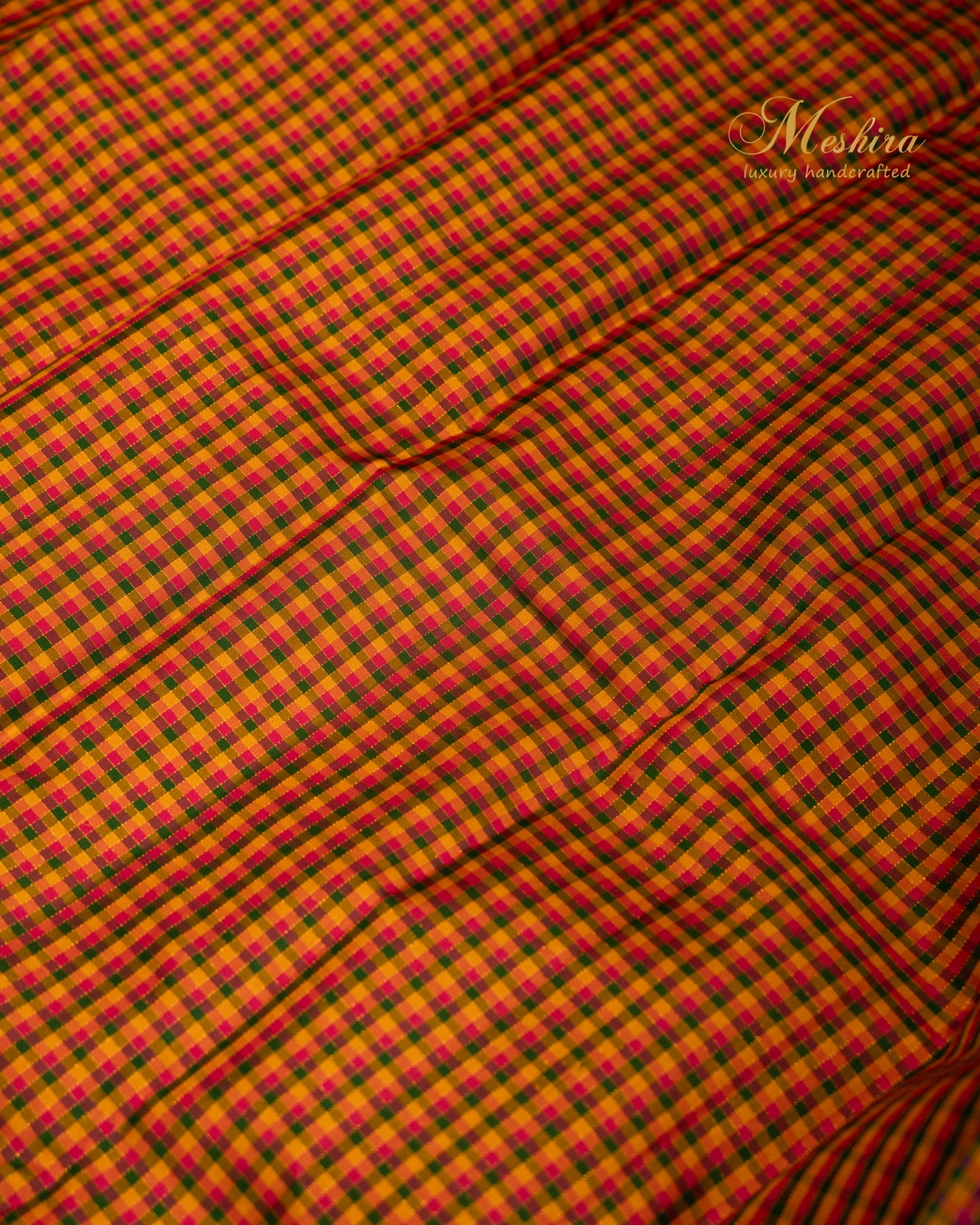 Multicolour Checked Kanchivaram silk saree with Teal Blue Pallu