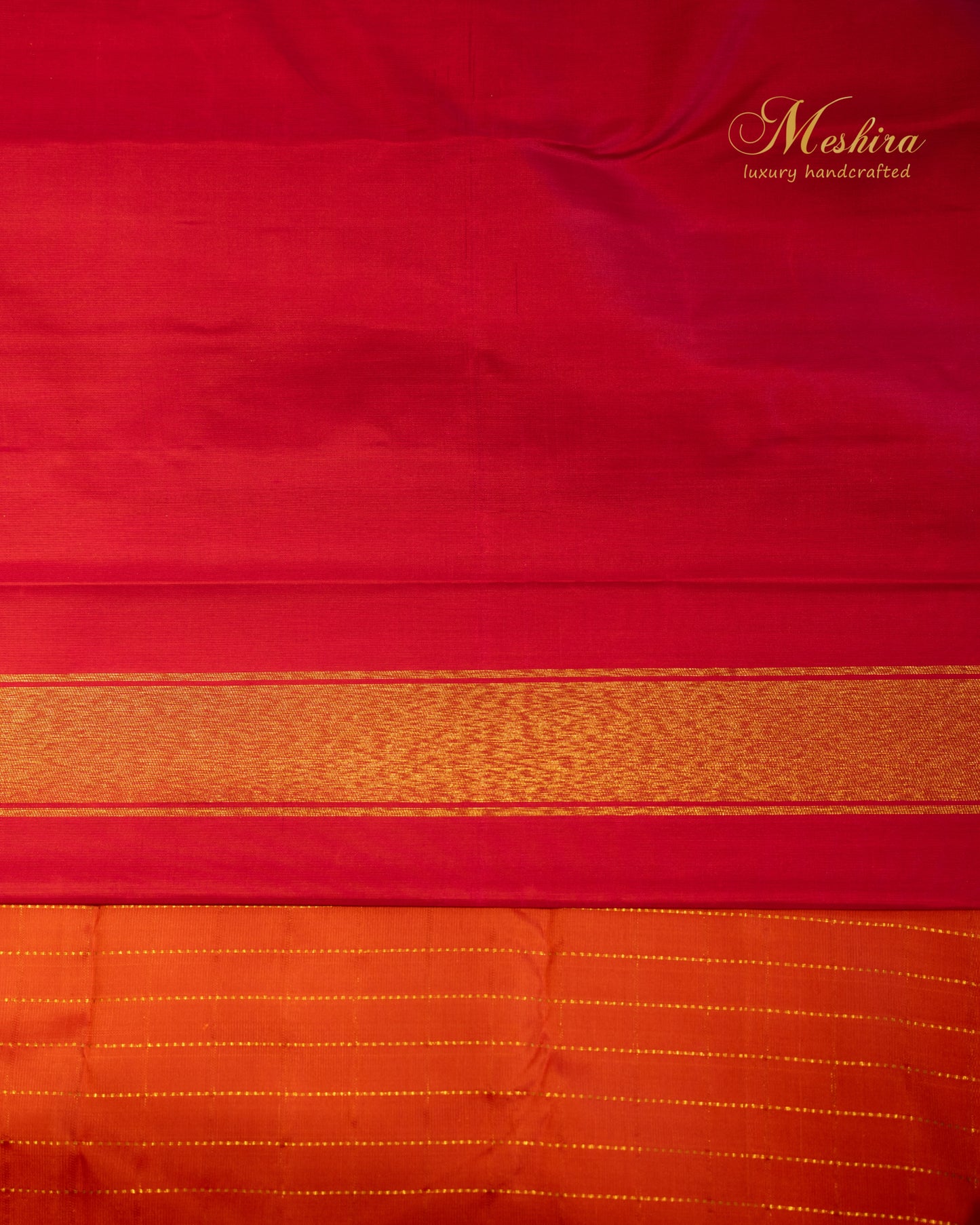 Flame Orange & Rani Pink Kanchivaram Silk Saree