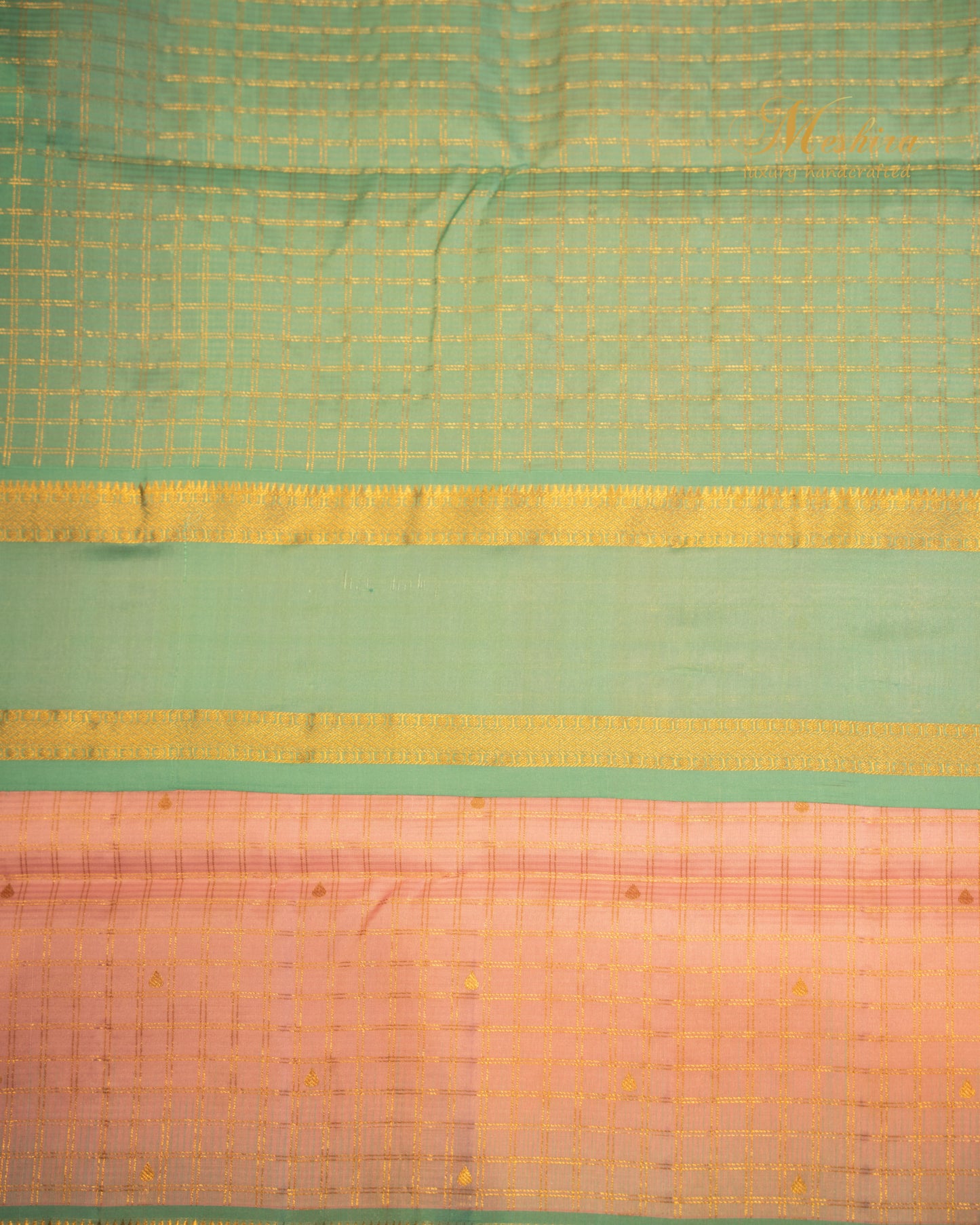 Pastel Pink & Mint Green Kanchivaram Silk Saree