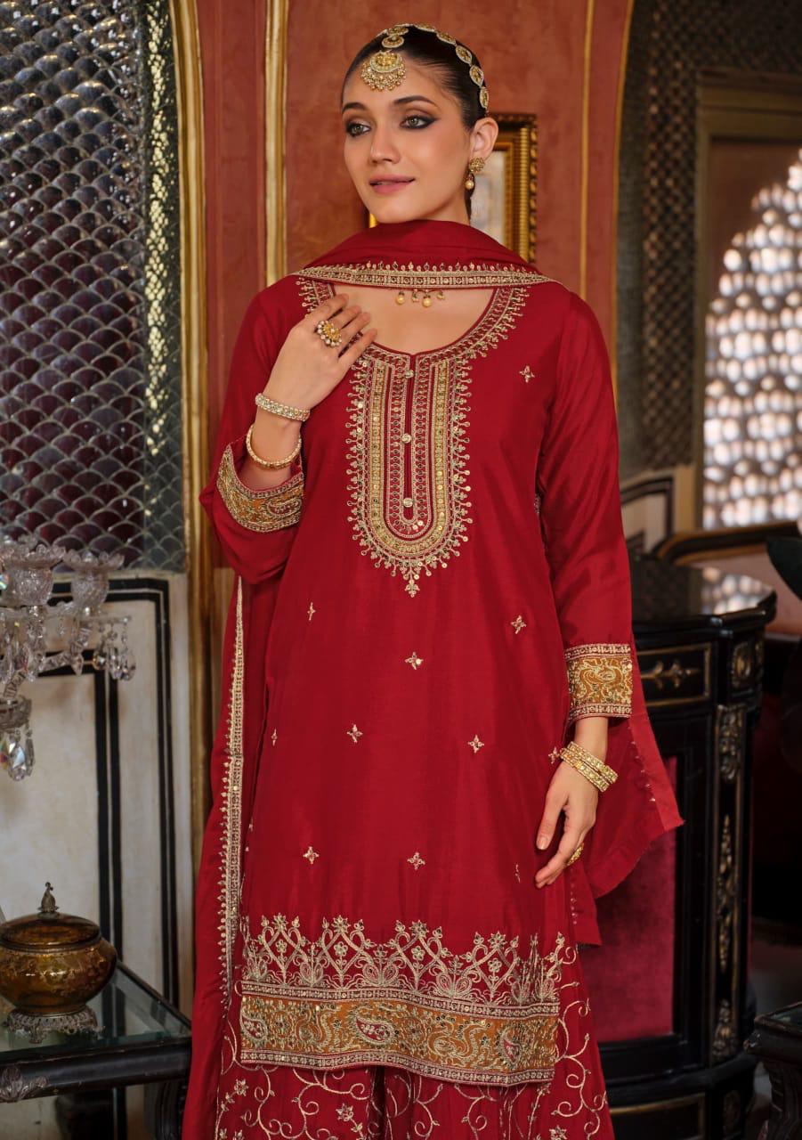Royal Red traditional embroidered suit