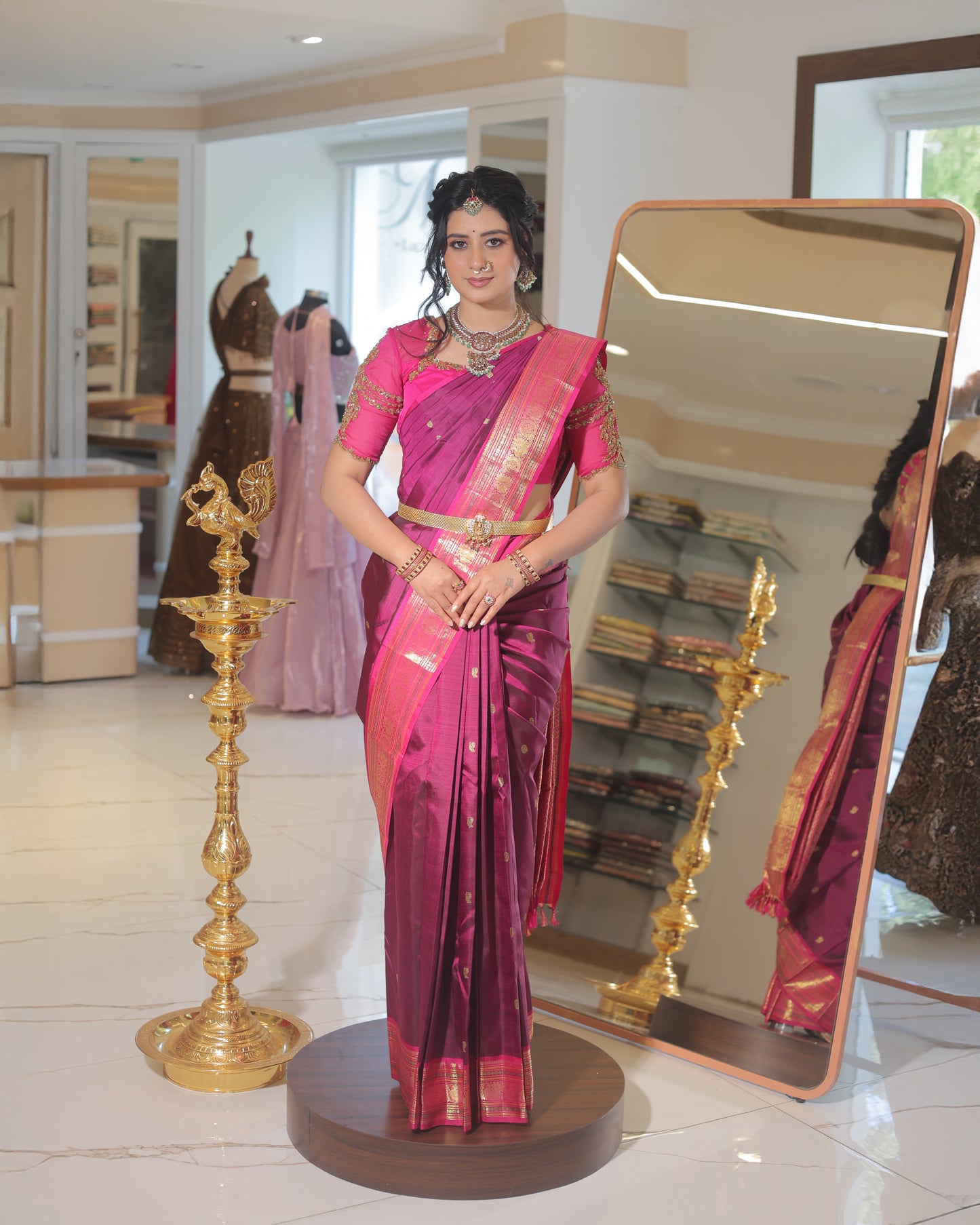 Majestic Magenta silk saree with zari border