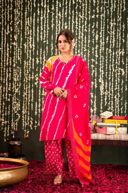Vibrant Bandhani Kurta Set