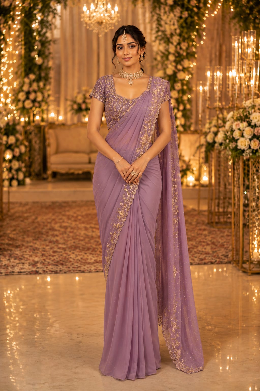 Elegant Lavender designer saree