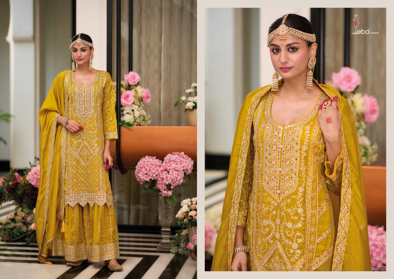 Bright mustard yellow Salwar Suit with embroidery work.
