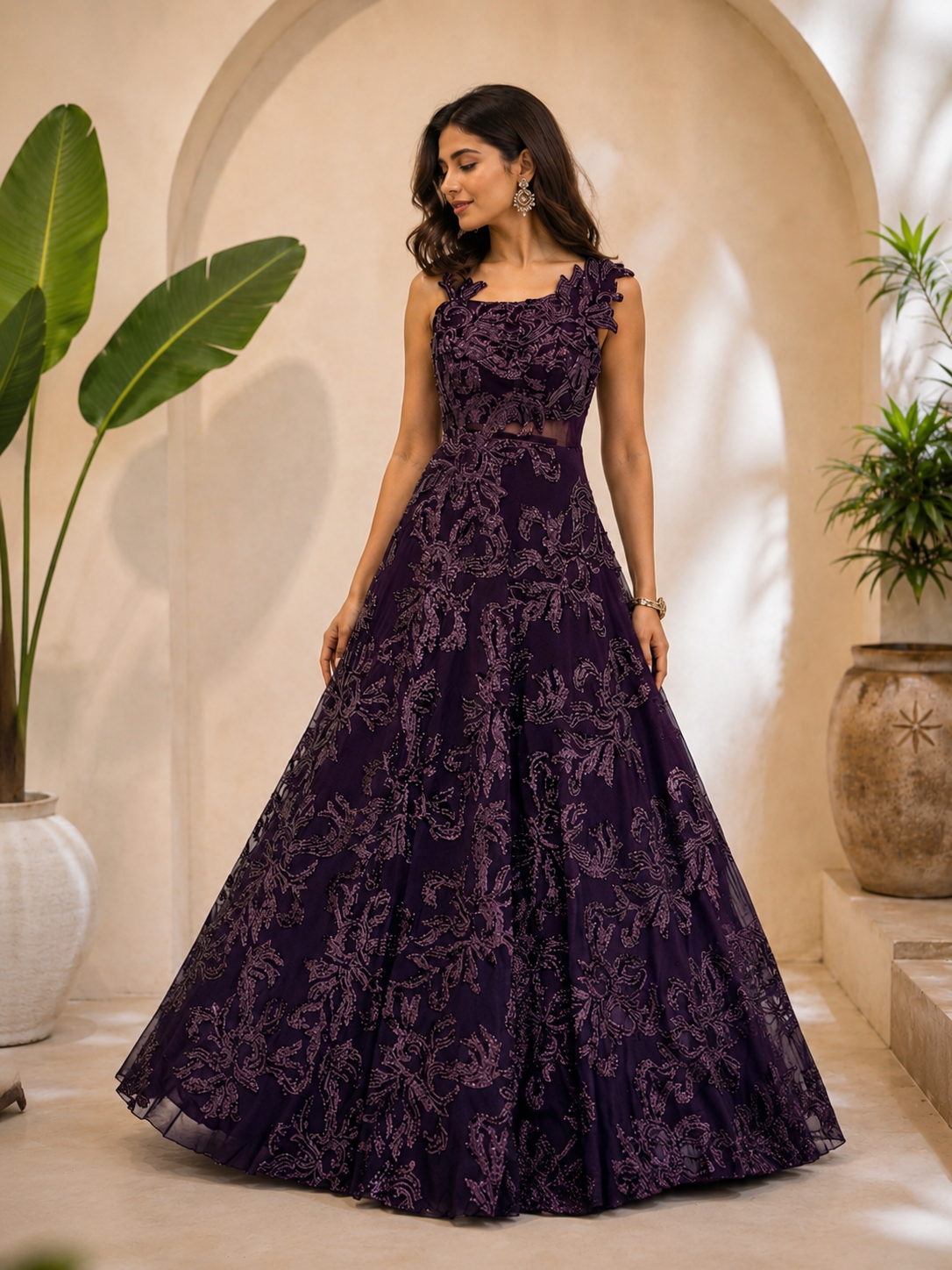 Adorable Deep Plum designer gown