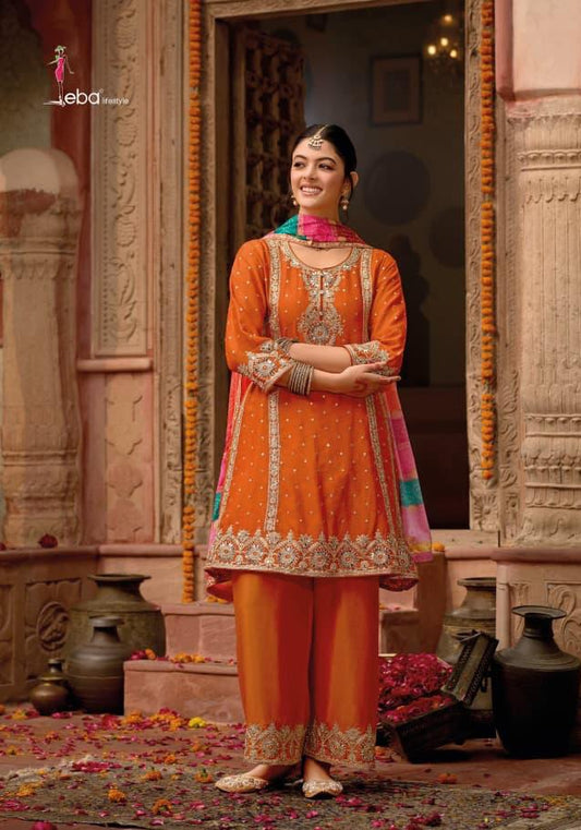 Orange Punjabi Style Salwar Kameez With Dupatta
