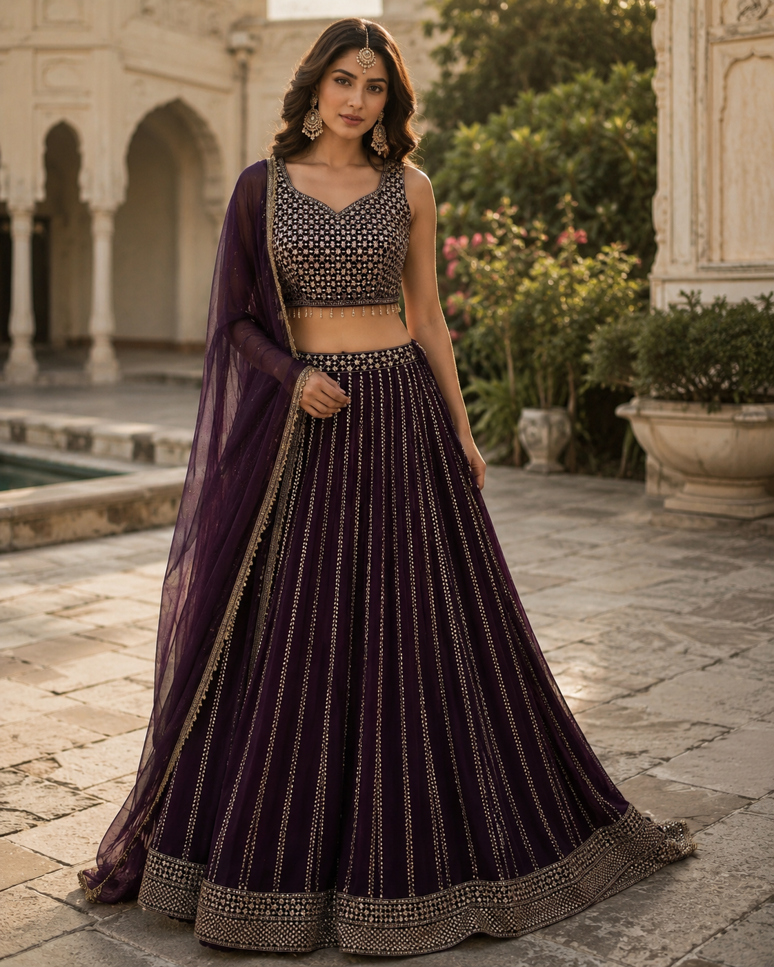 Stunning deep purple lehanga set