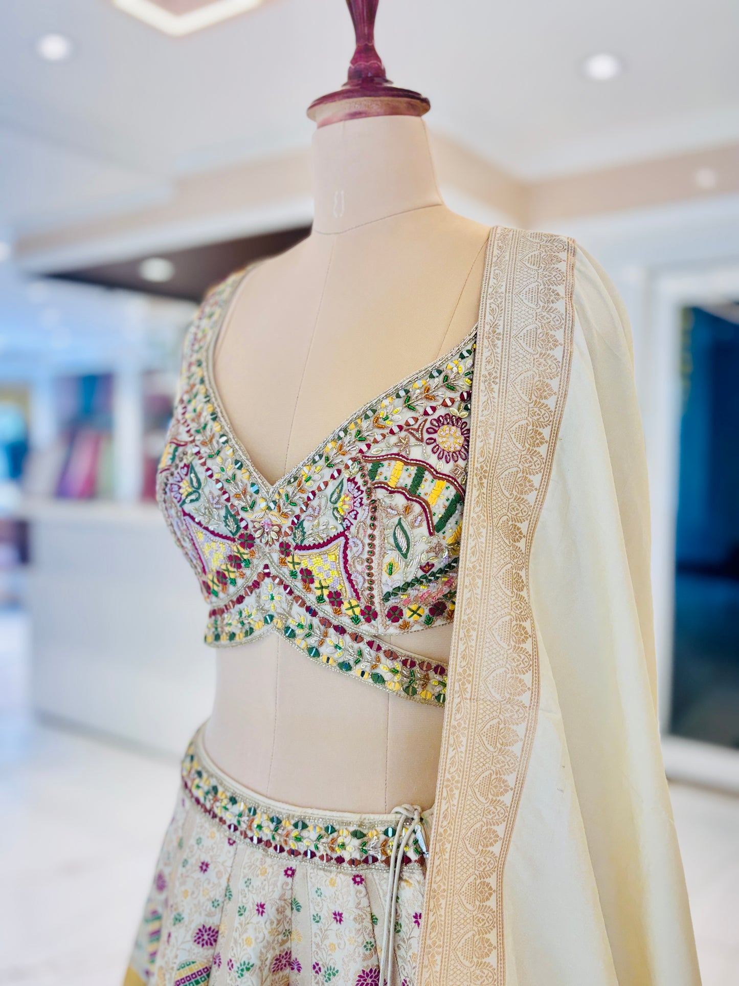 Banarasi lehenga with embroidered lehenga