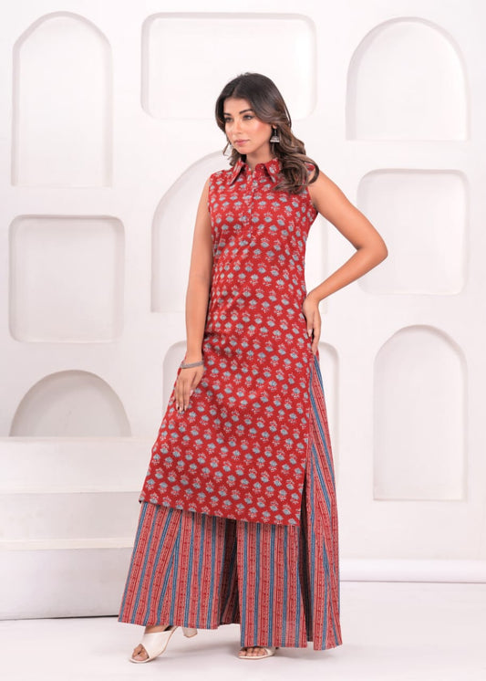 Pure Jaipur cotton coord set with palazzo pants