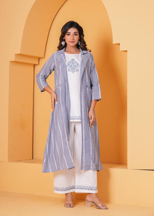 Jacket style coord set in pure Jaipur cotton