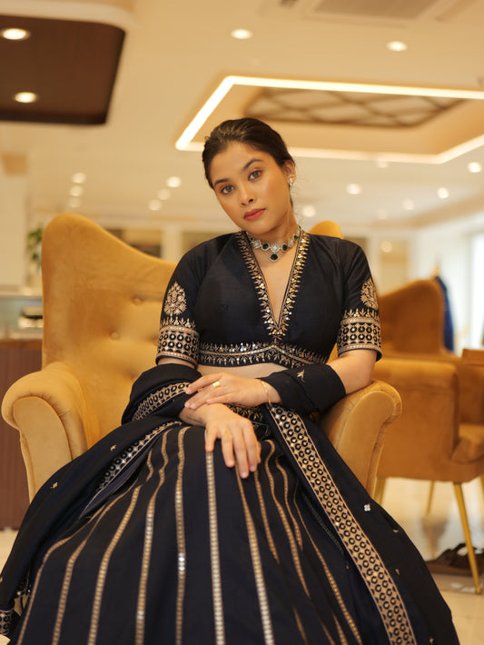 Midnight Blue Elegance Lehenga