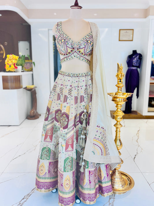 Banarasi lehenga with embroidered lehenga