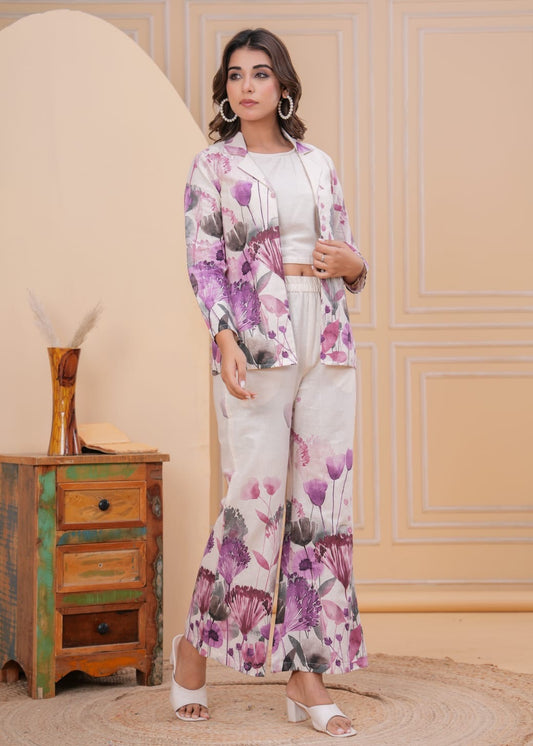 Pure Jaipur cotton coord set with blouse in floral print