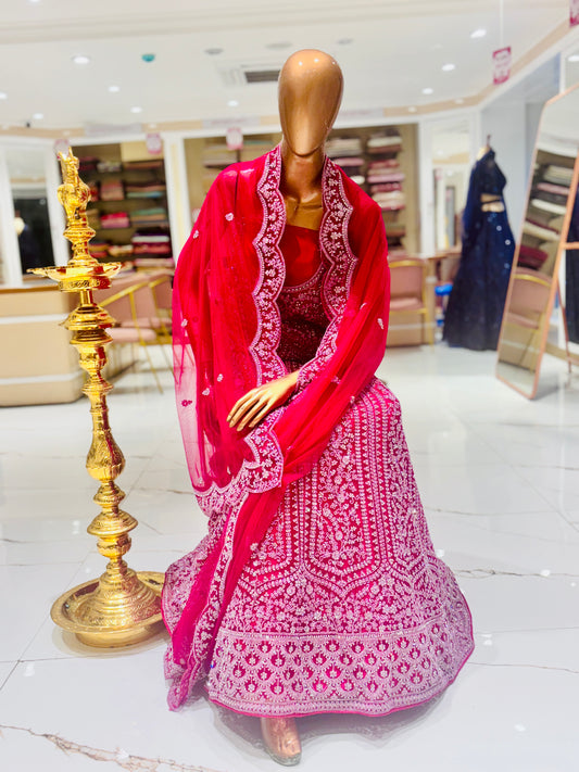 Rani pink bridal embroidered lehengas