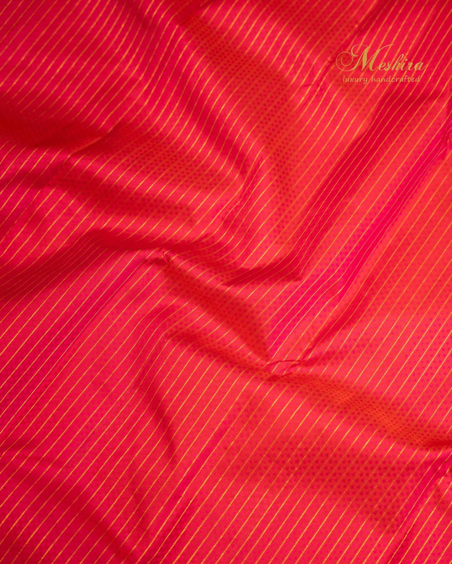 Reddish Peach Kanchipuram Silk Saree with Zari Veldhari Stripes